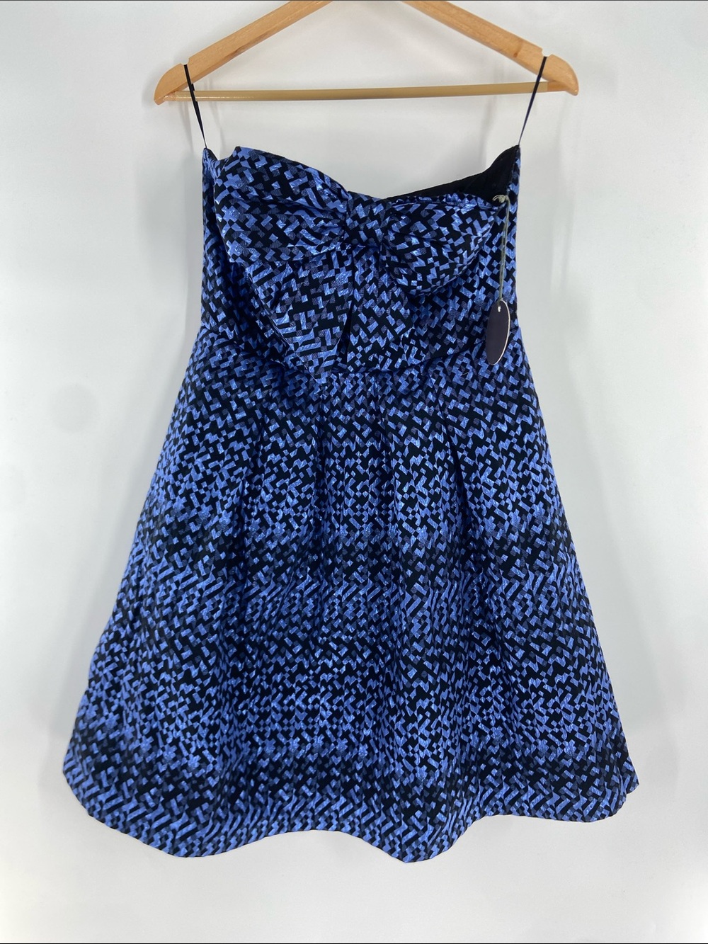 Eva Franco Blue and Black Strapless Dress Size 6 NWT
